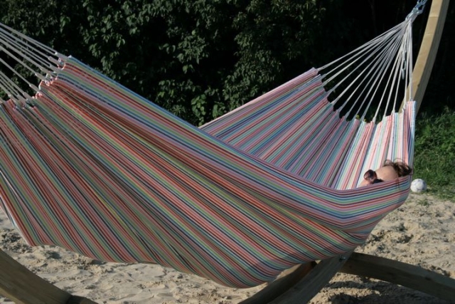 Wooden large hammock stand with 4 meter hammock Brasil Comfort Otono by MacaMex BNT813 D104MS-O color multicolor