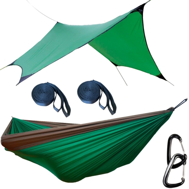 OffRoad XXL Set hamac léger avec tarp et sangles d'arbre vert-khaki by Hideaway Outfitters HO-91000 color vert