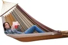 Caribe Mocca hammock with wooden spreader bar by MacaMex MA-02001-OLD color brown
