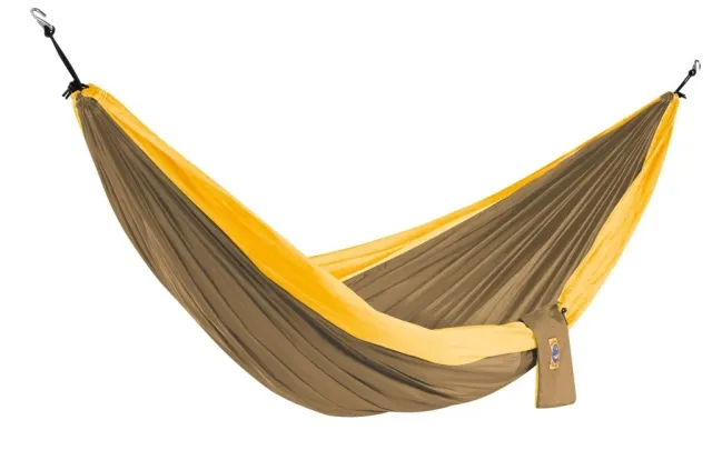 Travel hammock Double brown - yellow by TicketToTheMoon TM-THD-0837 color brown