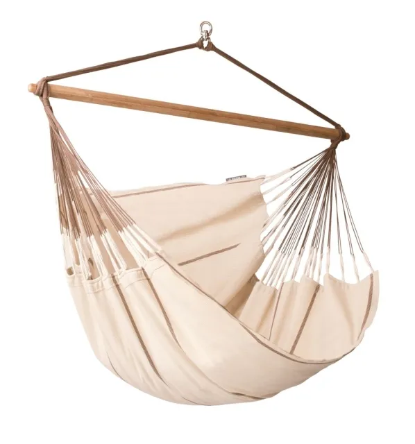 Habana Bio Lounger nougat - hanging chair organic cotton beige by La Siesta LS-HAL21-1 color beige